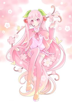 Rule 34 | 1girl, absurdres, airabi, blush, boots, breasts, capelet, cherry blossom print, cherry hair ornament, closed mouth, collared shirt, commentary, detached sleeves, floral print, food-themed hair ornament, full body, hair ornament, hatsune miku, headset, highres, long hair, long sleeves, looking at viewer, medium breasts, miniskirt, necktie, pink boots, pink capelet, pink eyes, pink hair, pink necktie, pink skirt, pink sleeves, pleated skirt, sakura miku, shirt, simple background, skirt, sleeveless, sleeveless shirt, smile, solo, thick thighs, thigh boots, thighhighs, thighs, twintails, very long hair, vocaloid, white background, wide sleeves, zettai ryouiki