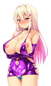1girl alternate_hair_color areola_slip ayazaki_shizuku bare_shoulders blonde_hair blue_panties blush bodycon breasts cleavage closed_mouth clothing_cutout collar collarbone corruption covered_erect_nipples cowboy_shot crossed_arms dark_persona dress earrings elbow_gloves game_cg gloves gradient_hair hair_ornament hairclip huge_breasts jewelry large_breasts large_variant_set long_hair looking_at_viewer microdress multicolored_hair navel navel_cutout non-web_source nose_blush official_art panties pink_eyes pink_hair pubic_tattoo purple_dress purple_eyes purple_gloves satou_kuuki short_dress simple_background smile solo soukou_seiki_ysphere standing tattoo thighhighs transparent_background two-tone_hair underwear variant_set white_background