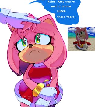 :c absurdres amy_rose bent_over blue_fur blue_hair bracelet comforting dress eyelashes gloves green_eyes heart heart-shaped_pupils highres jewelry looking_up medium_hair paramount_pictures petite pink_fur pink_hair pov red_dress rose_9172 sad sonic_(live_action) sonic_(series) sonic_adventure sonic_the_hedgehog sonic_the_hedgehog_3_(movie) symbol-shaped_pupils tears video_game_screencap