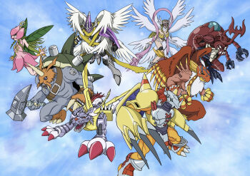 Rule 34 | angel, angel boy, angel girl, angewomon, armor, atlurkabuterimon, atlurkabuterimon (red), digimon, digimon (creature), digimon adventure, garudamon, highres, holyangemon, lilimon, metalgreymon, weregarurumon, zudomon