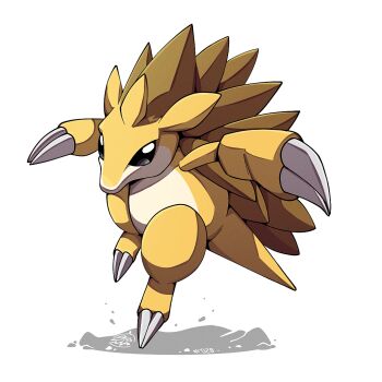 claws full_body gen_1_pokemon looking_at_viewer mistray-art nintendo no_humans numbered pokemon pokemon_(creature) sandslash signature simple_background solo white_background