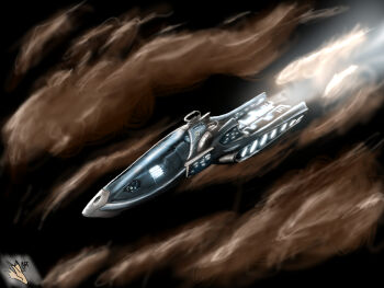 artist_logo brown_background cloud cloud_background commentary dark_background english_commentary eve_online gallente_federation_(eve_online) glowing highres logo no_humans novafox original outdoors science_fiction space spacecraft vehicle_focus