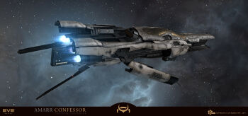 3d absurdres advanced_ship_(eve_online) amarr_empire_(eve_online) attack_ship_(eve_online) cloud commentary company_logo company_name confessor_(eve_online) copyright_logo copyright_name dated destroyer_(eve_online) emblem english_commentary english_text eve_online flying glowing grey_background highres logo maya_(medium) military_vehicle nebula no_humans official_art outdoors science_fiction space spacecraft star_(sky) starry_sky_background tactical_destroyer_(eve_online) tech_3_ship_(eve_online) thrusters vehicle_focus vehicle_name viziam_(eve_online) ymir_jonsson