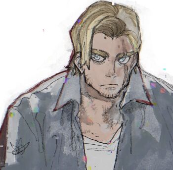 Rule 34 | 1boy, blonde hair, blue eyes, gachiakuta, gris rubion, official art, scar, scar on face, solo, urana kei