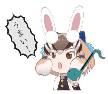 Rule 34 | 1girl, chipmunk costume, chipmunk ears, chipmunk girl, kemono friends, kemono friends v project, looking at viewer, siberian chipmunk (kemono friends), simple background, solo, virtual youtuber