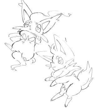 animal_focus closed_mouth fang greyscale half-closed_eyes hisuian_zorua iroai-chan looking_afar lying monochrome neck_fur nintendo no_humans on_back open_mouth pokemon pokemon_(creature) simple_background sketch skin_fang white_background