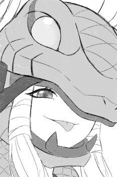 armor digimon digimon_(creature) long_hair looking_at_viewer mask minervamon phantom_phony tongue tongue_out