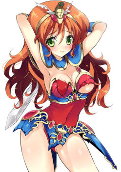 1girl breasts female_focus large_breasts leotard lucia_(madura_no_tsubasa) madura_no_tsubasa simple_background solo tagme white_background