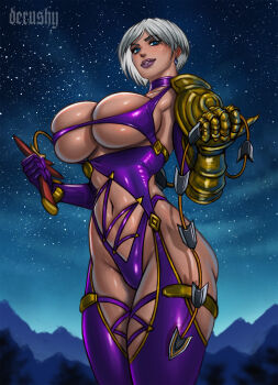 Rule 34 | 1girl, breasts, derushy, huge breasts, isabella valentine, night, solo, soul calibur