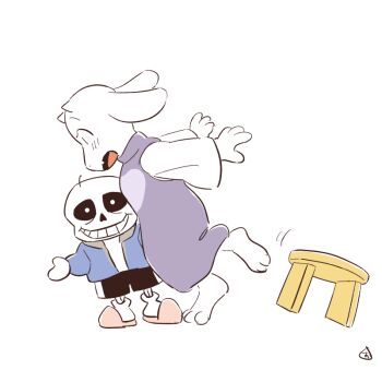 1boy 1girl artist_request furry goat sans_(undertale) skeleton toriel undertale utdr_(toby_fox)