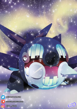 absurdres artist_name cetitan clip_studio_paint_(medium) commentary_request edo_nova highres instagram_logo instagram_username nintendo no_humans open_mouth patreon_logo patreon_username pokemon pokemon_(creature) pokemon_focus procreate_(medium) snowing solo spanish_commentary twitter_logo twitter_username watermark web_address