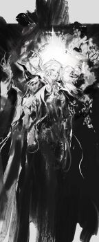 1boy absurdres black_background fate/grand_order fate_(series) greyscale highres long_hair looking_at_viewer male_focus mina_si_suowaya monochrome open_mouth sketch solo wolfgang_amadeus_mozart_(fate)