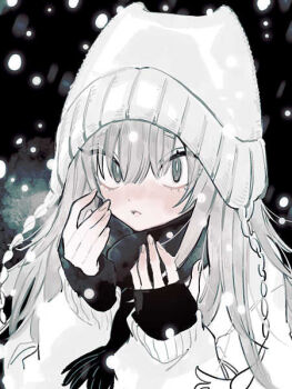 1girl blush green_eyes grey_hair hat kimi_no_koto_ga_dai_dai_dai_dai_daisuki_na_100-nin_no_kanojo mishiro_kogoe nozawa_yukiko