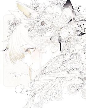 1girl animal_ears from_side hito_komoru original scarf smile solo yellow_eyes