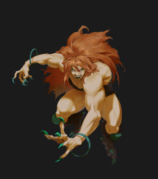 1girl absurdres alternate_color amazon bracelet breakers breasts claws cleavage fangs highres jewelry large_breasts long_hair muscular muscular_arms muscular_female muscular_legs orange_eyes orange_hair rila_estancia thick_thighs thighs