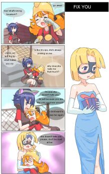 2girls 4chan animal_ears animification blu_spy_(tf2) captain_(artist) captain_(drawfag) cat_ears comic disguise domino_mask dress elbow_gloves engineer_(tf2) english_text eye_mask genderswap genderswap_(mtf) gloves heavy heavy_(tf2) hug imposter left-to-right_manga mask multiple_girls photo_(object) red_engineer_(tf2) red_heavy_(tf2) spy spy_(tf2) team_fortress_2 tears valve yuri