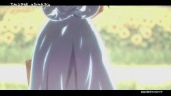 1girl 2022 3d animated bare_shoulders blue_hair blush bouncing_breasts breasts dress flower food fruit large_breasts outdoors pigtail_braids red_eyes sandals sandwichworks shota sundress sunflower sweat takarasagashi_no_natsuyasumi video water waterfall watermelon
