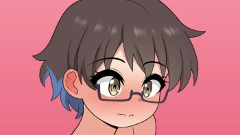 1boy 2girls animated arato_nagi areola_slip black_hair blue_hair blush breast_press breasts brown_eyes brown_hair closed_mouth cooperative_paizuri cum cum_on_body cum_on_breasts cum_on_upper_body double_paizuri earrings ejaculation ejaculation_between_breasts glasses huge_breasts imari_youko jewelry long_hair looking_at_viewer multicolored_hair multiple_girls nude paizuri ponytail purple_eyes ruri_no_houseki short_hair smile sound stud_earrings symmetrical_docking teamwork_(sexual) the_only_shoe video