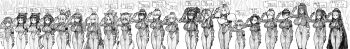 Rule 34 | 6+girls, absurdres, angelica (samurai spirits), animal ears, armor, aura, breasts, capcom, cat ears, cham cham, charlotte christine de colde, chona chona, cosplay, curvy, dark-skinned female, dark skin, dual persona, expressionless, fingerless gloves, gloves, hair ribbon, highres, iroha (samurai spirits), japanese text, large breasts, legs, leotard, long hair, majikina mina, medium breasts, minto (character), monochrome, multiple girls, murasaki nakoruru, nakoruru, necktie, pantyhose, parted lips, ponytail, rashoujin mizuki, rera, ribbon, rimururu, salute, samurai spirits, saya (samurai spirits), serious, shadaloo dolls, short hair, siblings, sisters, sketch, small breasts, snk, solo, street fighter, suzuhime, thighs, tomboy, translation request, wide hips, wu-ruixiang, yoshino rinka, yuga (samurai spirits)