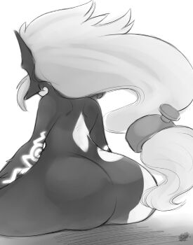 1girl 2011 arm_tattoo arms_at_sides ass ass_focus black_skin colored_skin commentary commission english_commentary from_behind helmet highres huge_ass leg_tattoo long_hair looking_ahead midna multicolored_skin navel nintendo nude ponytail shortstack sitting sweetcreamfizz tattoo the_legend_of_zelda the_legend_of_zelda:_twilight_princess thick_thighs thighs two-tone_skin unworn_headwear unworn_helmet wide_hips