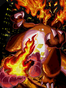 Rule 34 | building, charizard, city, claws, commentary request, dragon, dynamax, fiery wings, fire, flame-tipped tail, gen 1 pokemon, gigantamax, gigantamax charizard, highres, nintendo, no humans, pokemon, pokemon (creature), pokemon focus, red clouds, solo, tail, user hmrm3822, wings