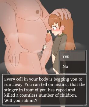 1boy 1girl absurdres aerd blush bottomless clothed_female_nude_male clothes_lift dark-skinned_male dark_skin dress dress_lift drooling english_text fear_&amp;_hunger_(series) grey_eyes hand_on_another&#039;s_head highres loli male_pubic_hair masturbation navel nipples no_panties nude orange_hair penis penis_awe penis_grab poison precum pubic_hair pussy_juice scared size_difference steam stinger stray_pubic_hair sweat the_girl_(fear_&amp;_hunger) uncensored