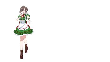 1girl apron boots brown_hair buttons full_body idolmaster idolmaster_shiny_colors lace-up_boots maid maid_headdress neck_ribbon official_art open_mouth promotional_art puffy_sleeves reaching reaching_towards_viewer ribbon solo transparent_background tsukioka_kogane