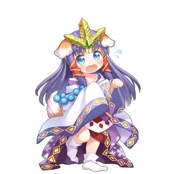 1girl aged_down animal_ears blue_eyes circlet dog_ears dog_girl dog_tail floppy_ears japanese_clothes kito_(sorahate) long_hair open_mouth purple_hair satomi_nami socks tail uchi_no_hime-sama_ga_ichiban_kawaii white_socks