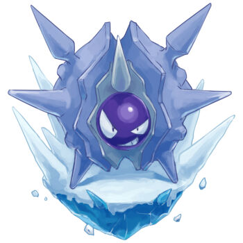 Rule 34 | black eyes, cloyster, full body, gen 1 pokemon, grin, looking at viewer, nintendo, no humans, pokemon, pokemon (creature), polyacryla, smile, standing