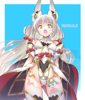 animal_ears cat_ears leotard mizuki_riko nia_(blade)_(xenoblade) nia_(xenoblade) solo xenoblade_chronicles_(series) xenoblade_chronicles_2 yellow_eyes