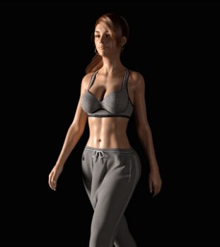 1futa 3d animated animated_gif belly bra breasts bulge flaccid futanari grey_pants huge_penis lowres muscular muscular_female pants penis serge3dx shiny_skin simple_background solo sportswear sweat sweatpants swinging_penis track_pants underwear walking