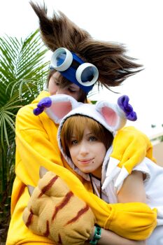 Rule 34 | 1boy, 1girl, cosplay, cosplay photo, digimon, digimon adventure, highres, hug, photo (medium), real life, yagami hikari, yagami hikari (cosplay), yagami taichi (cosplay)