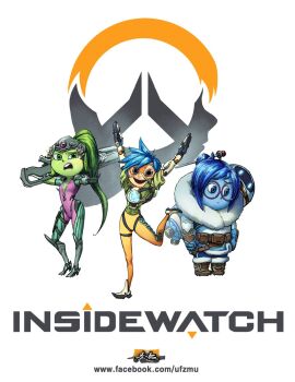 3girls armor arms_up beads belt belt_pouch blizzard_(company) blue_eyes blue_gloves blue_hair blue_legwear blue_skin bodysuit bomber_jacket boots canister canteen center_opening chest_harness coat colored_skin contrapposto cosplay cross-laced_clothes cross-laced_legwear d.va_(overwatch) d.va_(overwatch)_(cosplay) disgust_(inside_out) disney english_text full_body fur-trimmed_boots fur-trimmed_jacket fur_boots fur_coat fur_trim gauntlets glasses gloves goggles green_eyes green_hair green_jacket green_skin gun hair_bun hair_ornament hair_stick handgun harness head-mounted_display helmet highres holding holding_gun holding_weapon holster inside_out jacket joy_(inside_out) leather leather_jacket leg_up long_hair looking_at_viewer mei_(overwatch) mei_(overwatch)_(cosplay) multiple_girls open_mouth orange_skin over_shoulder overwatch overwatch_1 pants parka parody pauldrons pink_lips pixar ponytail pouch purple-framed_eyewear rifle sadness_(inside_out) shoes short_hair short_sleeves shoulder_armor sidelocks simple_background single_hair_bun skin_tight sleeves_rolled_up smile sniper_rifle spiked_hair spiked_shoes spikes standing swept_bangs teeth thigh_holster thigh_strap tight_clothes tight_pants tracer_(overwatch) tracer_(overwatch)_(cosplay) unidentified_flying_zaemu utility_belt vambraces very_long_hair visor watermark weapon weapon_over_shoulder web_address white_background widowmaker_(overwatch) widowmaker_(overwatch)_(cosplay) winter_clothes winter_coat