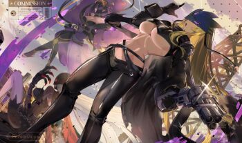 absurdres ankle_gun bare_shoulders bat_tattoo beelstarmon belt black_coat black_gloves black_hair black_mask black_pants blonde_hair blue_mask breasts cleavage coat cropped_vest demon demon_girl demon_horns demon_wings derringer digimoji digimon digimon_(creature) eye_mask eyeshadow facial_mark fallen_angel forehead_mark forehead_tattoo gloves gun hair_ornament handgun highres holding horns hsin jacket ladydevimon large_breasts leather leather_jacket leather_pants lilithmon long_hair looking_at_viewer makeup mask multiple-barrel_gun multiple_girls multiple_wings navel open_mouth pants piercing pointy_ears purple_eyeshadow purple_lips short_hair tattoo third_eye tight_clothes tight_pants underboob vest weapon wing_piercing wings