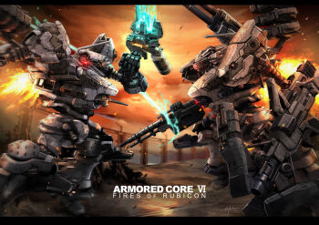 621_(armored_core_vi) arm_blade armored_core armored_core_vi:_fires_of_rubicon ayato_mabu fromsoftware gun humanoid_robot loader_4 machine_gun mecha missile_pod nightfall_(armored_core_vi) no_humans one-eyed robot rocket_pods science_fiction shoulder_cannon thrusters weapon