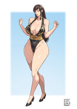 1girl breasts capcom chun-li cirenk large_breasts long_hair solo street_fighter