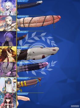 6+futa absurdres artist_name bubble bulging_veins chain character_name chart comparison dark-skinned_female dark_skin erection fate_(series) foreskin futanari gigantic_penis glasses hassan_of_serenity_(fate) highres huge_penis jacques_de_molay_(foreigner)_(fate) kijo_kouyou_(fate) kushishekku large_penis long_image looking_at_viewer medium_penis merlin_(fate/prototype) motion_lines multiple_futa osakabehime_(fate) penis penis_chart penis_comparison penis_ornament penis_size_comparison penthesilea_(fate) scheherazade_(fate) small_penis testicles twitching_penis uncensored veins veiny_penis