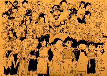 6+girls ^_^ ahoge annotation_request arm_up barbapapa battle_tendency bellemere bianca_(dq5) bird bishoujo_senshi_sailor_moon blush_stickers bowler_hat braid breasts bulma character_request charlotte_linlin chi-chi_(dragon_ball) chibi_maruko-chan chinese_clothes cigarette cleavage cleft_chin closed_eyes commentary_request copyright_request crayon_shin-chan crescent crescent_facial_mark crossover delia_ketchum dola_(laputa) doraemon double_bun dr._slump dragon_ball dragon_quest dragon_quest_v dragonball_z dress earrings eureka_(eureka_seven) facial_mark fullmetal_alchemist gen_1_pokemon gine gintama glasses gun gundam hair_bun hair_ornament hairclip handgun hands_on_own_face hat highres holding holding_smoking_pipe hoop_earrings horns horse hunter_x_hunter ikari_yui ink_(medium) isono_fune jewelry jojo_no_kimyou_na_bouken kaname_junko kangaskhan karakai_jouzu_no_(moto)_takagi-san karakai_jouzu_no_takagi-san kouka_(gintama) kuujou_holly lee_(dragon_garou) lipstick lisa_(ponyo) lisa_lisa mahou_shoujo_madoka_magica mahou_shoujo_madoka_magica_(anime) makeup mature_female mito_freecss monochrome moomin moominmamma multiple_crossover multiple_girls naruto_(classic) naruto_(series) neckerchief neon_genesis_evangelion nintendo nobi_tamako nohara_misae old old_woman one_piece open_mouth osomatsu-kun osomatsu-san osomatsu_(series) penguin pirate_hat pokemon pokemon_(anime) pokemon_(creature) project_arms queen_serenity sakura_sumire saotome_nodoka sazae-san short_hair sidelocks single_braid single_hair_bun smile smoke smoking_pipe stardust_crusaders strapless strapless_dress sweater takatsuki_misa tenkuu_no_shiro_laputa tiara toriel traditional_media trait_connection trisha_elric twin_braids twintails ultra_series ultraman_tarou_(series) undertale urameshi_atsuko utdr_(toby_fox) uzumaki_kushina wavy_hair weapon wrinkled_skin yamabuki_midori yellow_theme yuu_yuu_hakusho