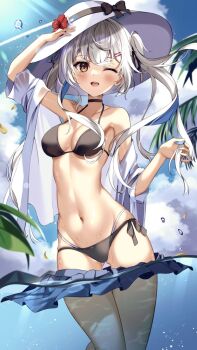 Rule 34 | 1girl, @shun, bikini, highres, midriff, navel, original, swimsuit, tagme
