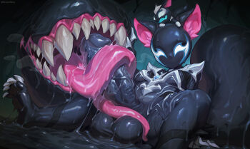 1futa animal animal_ears animal_on_head black_bodysuit bodysuit breasts claws full-package_futanari futanari huge_penis large_tail large_testicles living_clothes long_tongue looking_at_viewer marvel marvel_rivals medium_breasts official_alternate_costume on_head penis reagan_long sharp_teeth squirrel_ears squirrel_girl squirrel_girl_(marvel) squirrel_girl_(symbiote_squirrel)_(marvel) squirrel_tail symbiote tail tail_mouth teeth testicles tippy-toe tongue very_long_tongue