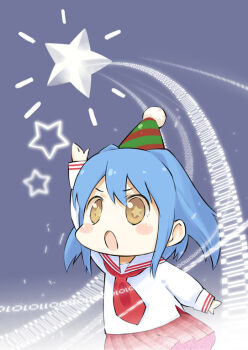 Rule 34 | 00s, :o, blue hair, blush, brown eyes, chibi, clannad, hat, ibuki fuuko, morishita koyomi, necktie, nonaka ai, short hair, solo, star (symbol), u (the unko), voice actor connection, yoku wakaru gendai mahou