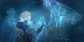 Rule 34 | 4girls, absurdres, animal ear headphones, animal ears, black bodysuit, bodysuit, bodysuit under clothes, cat ear headphones, cat ears, dalanxia, drill hair, fake animal ears, girls' frontline, girls' frontline 2: exilium, glasses, grey hair, harpsy (girls' frontline 2), headphones, highres, hologram, jacket, load bearing vest, multiple girls, official art, open clothes, open jacket, partially unzipped, pp-90 (girls' frontline), ruchey (girls' frontline 2), tmp (girls' frontline), vector (girls' frontline), vector (girls' frontline 2), welrod (girls' frontline 2), welrod mkii (girls' frontline)