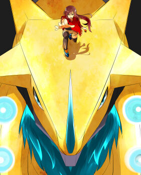 Rule 34 | 1girl, absurdres, aegisdramon, armor, blue eyes, blue hair, digimon, dragon, highres, horns, long hair, original