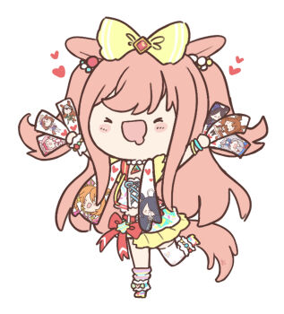 1girl absurdres agnes_digital_(full-color_fangirling)_(umamusume) agnes_digital_(umamusume) ahoge animal_ears aston_machan_(flare)_(umamusume) aston_machan_(umamusume) bead_necklace beads belt black_bow black_coat black_hair black_thighhighs blue_eyes blue_flower blue_hairband blue_jacket blue_rose blue_sports_bra blush blush_stickers bow bowtie brown_hair cape character_doll chibi chibi_only closed_eyes coat commentary crown doll double-parted_bangs dress drooling ear_covers english_commentary flower green_jacket green_skirt grey_hair hair_between_eyes hair_bow hair_over_one_eye hairband haru_urara_(bestest_prize)_(umamusume) haru_urara_(umamusume) hat headband heart heart_print highres holding holding_doll horse_ears horse_girl horse_tail jacket jewelry long_hair long_sleeves manhattan_cafe_(creeping_shadow)_(umamusume) manhattan_cafe_(umamusume) meisho_doto_(turbulent_blue)_(umamusume) meisho_doto_(umamusume) midriff mini_crown mouth_drool multicolored_hair multicolored_hairband multicolored_skirt necklace off-shoulder_dress off_shoulder open_mouth orange_hair pink_cape pink_crown pink_hair pink_headband red_belt red_headband rice_shower_(rosy_dreams)_(umamusume) rice_shower_(umamusume) rose scarf shirt short_hair simple_background single_thighhigh single_wrist_cuff skirt sleeveless smile sports_bra standing standing_on_one_leg streaked_hair striped_clothes striped_hairband symboli_rudolf_(emperor's_path)_(umamusume) symboli_rudolf_(umamusume) t.m._opera_o_(o_sole_suo!)_(umamusume) t.m._opera_o_(umamusume) tail tamamo_cross_(fast_as_lightning)_(umamusume) tamamo_cross_(umamusume) thighhighs tilted_headwear two-tone_hair two-tone_hairband two_side_up ukichan22905846 umamusume white_background white_hair white_jacket white_shirt white_thighhighs wrist_cuffs yellow_bow