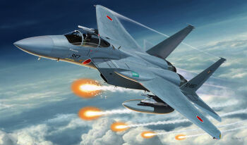 1other above_clouds air-to-air_missile aircraft airplane blue_sky canopy_(aircraft) cloud commentary_request contrail external_fuel_tank f-15_eagle fighter_jet flare flight_suit g-suit helmet japan_air_self-defense_force japan_self-defense_force mick_(m.ishizuka) military military_vehicle missile mitsubishi_aam-5 mixed-language_commentary original outdoors pilot pilot_helmet roundel signature sky smoke smoke_trail vehicle_focus