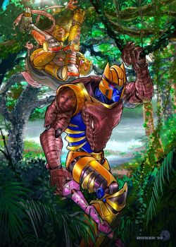 beast_wars beast_wars:_transformers climbing_tree dinobot_(beast_wars) fingernails helmet humanoid_robot jungle machine maximal mecha nature rattrap red_eyes ricken robot science_fiction sharp_fingernails sword tail transformers weapon