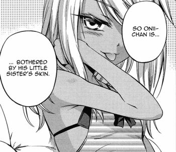 Rule 34 | 1girl, :p, bra, chloe von einzbern, dark-skinned female, dark skin, fate/kaleid liner prisma illya, fate (series), female focus, flat chest, hard-translated, lingerie, monochrome, naughty face, shirt, solo, striped clothes, striped shirt, third-party edit, tongue, tongue out, translated, underwear, white hair