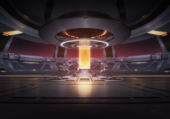 1girl absurdres artist_request blue_archive bubble ceiling_light chromatic_aberration floating floating_object full_body game_cg glowing glowing_liquid highres hose in_container indoors long_hair machine malkuth_(blue_archive) non-web_source official_art railing reflection silhouette solo spoilers submerged very_long_hair