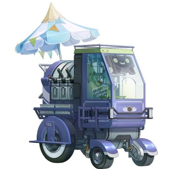 arknights beach_umbrella official_art simple_background string_of_flags third-party_source transparent_background umbrella vehicle_focus