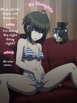 ai-generated danganronpa_(series) danganronpa_another_episode:_ultra_despair_girls female_masturbation hypnosis kurokuma_(danganronpa) masturbation mind_control naegi_komaru panties pendulum underwear
